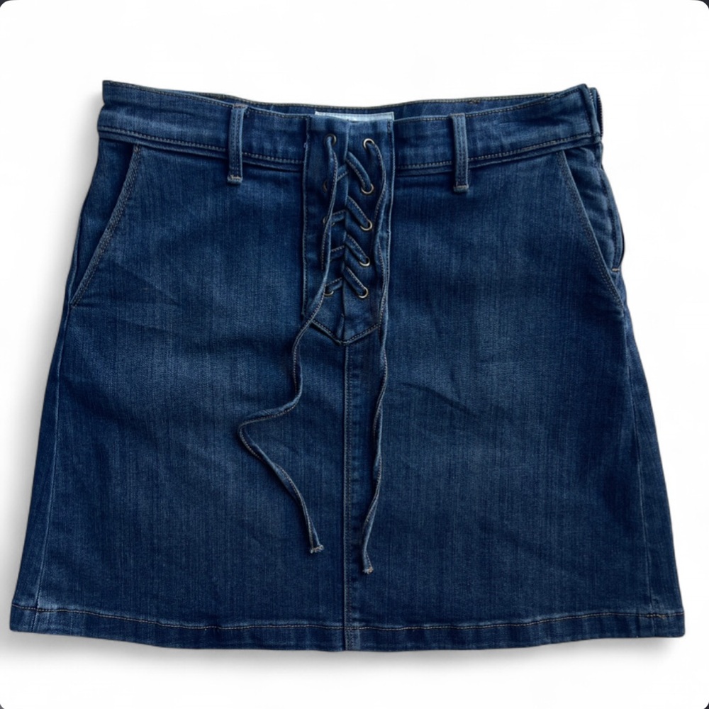 Vince Camuto Woman Blue‎ Lace Up Denim Skirt